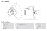BOSCH Starter 12V 0 986 016 660