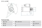BOSCH Starter 12V 0 986 016 890