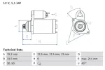 BOSCH Starter 12V 0 986 017 830
