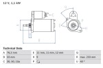 BOSCH Starter 12V 0 986 018 200