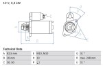 BOSCH Starter 12V 0 986 018 270