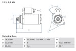 BOSCH Starter 12V 0 986 019 890