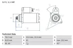 BOSCH  Starter 12V 0 986 020 230