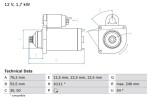 BOSCH Starter 12V 0 986 020 250