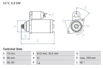 BOSCH Starter 12V 0 986 020 721