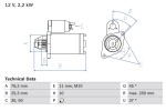 BOSCH Starter 12V 0 986 022 450
