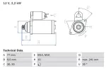 BOSCH Starter 12V 0 986 022 700