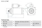 BOSCH Starter 12V 0 986 024 100