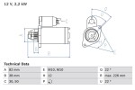 BOSCH Starter 12V 0 986 024 380