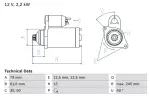 BOSCH Starter 12V 0 986 025 110