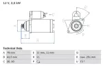 BOSCH Starter 12V 0 986 025 350