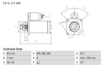 BOSCH Starter 12V 0 986 025 380