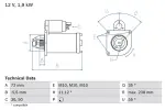 BOSCH Starter 12V 0 986 025 470