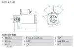 BOSCH Starter 12V 0 986 025 660