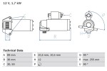 BOSCH Starter 12V 0 986 025 830