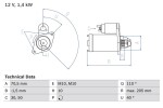 BOSCH Starter 12V 0 986 025 960