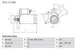 BOSCH Starter 1,  7V 0 986 026 280
