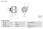 BOSCH Generaator 14V 0 986 038 070