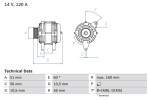 BOSCH Generaator 14V 0 986 039 250