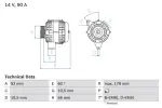 BOSCH Generaator 14V 0 986 039 750