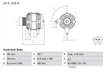 BOSCH Generaator 14V 0 986 040 270