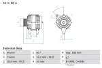 BOSCH  Generaator 14V 0 986 040 380