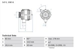 BOSCH Generaator 14V 0 986 041 550