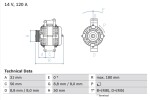 BOSCH Generaator 14V 0 986 043 900