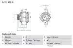 BOSCH  Generaator 14V 0 986 043 910