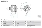 BOSCH Generaator 14V 0 986 045 031