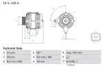 BOSCH Generaator 14V 0 986 045 101