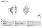 BOSCH Generaator 14V 0 986 046 180