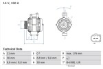 BOSCH  Generaator 14V 0 986 047 150