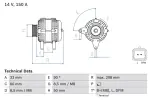 BOSCH Generaator 14V 0 986 047 390