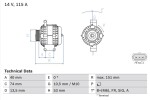 BOSCH Generaator 14V 0 986 049 460