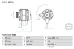 BOSCH Generaator 14V 0 986 049 810