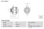 BOSCH Generaator 14V 0 986 049 970