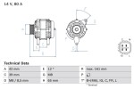 BOSCH Generaator 14V 0 986 080 570