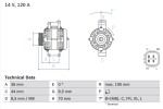 BOSCH Generaator 14V 0 986 082 050