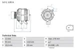 BOSCH Generaator 14V 0 986 082 220