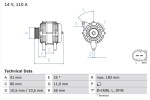 BOSCH Generaator 14V 0 986 082 320