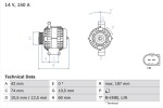 BOSCH Generaator 14V 0 986 082 330