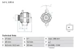 BOSCH Generaator 14V 0 986 082 570
