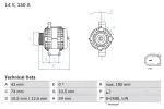 BOSCH  Generaator 14V 0 986 082 580