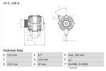 BOSCH Generaator 14V 0 986 082 620