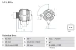 BOSCH Generaator 14V 0 986 082 740