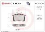 BREMBO Piduriklotsi komplekt,  ketaspidur XTRA LINE P 85 020X