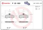 BREMBO Piduriklotsi komplekt,  ketaspidur PRIME LINE P 23 022