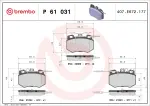 BREMBO Piduriklotsi komplekt,  ketaspidur PRIME LINE P 61 031