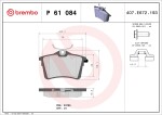 BREMBO  Piduriklotsi komplekt,ketaspidur P 61 084